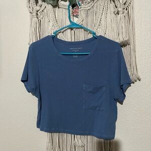 American Eagle Soft & Sexy Ribbed Top in Blue
